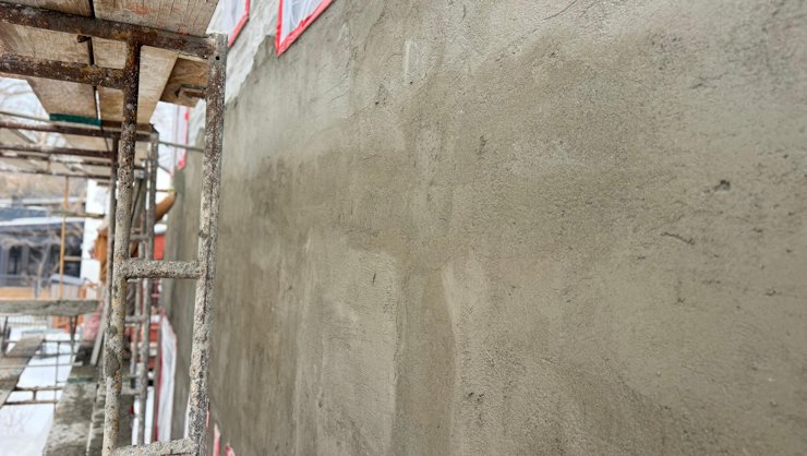 Screed is set with a rod