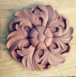 Clay model for ornamental plaster rosette
