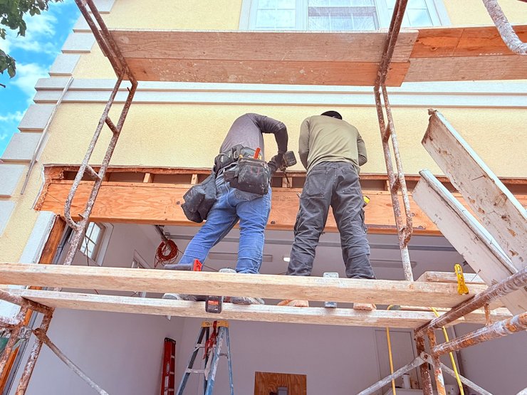 rotting framing is patched..