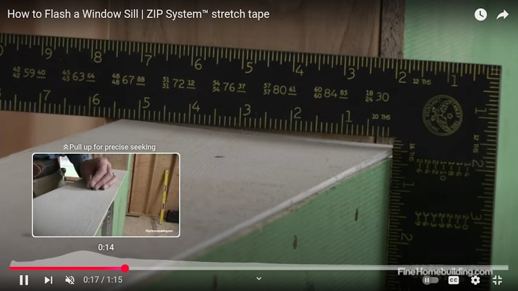 Sill pan flashing with Zip System tape