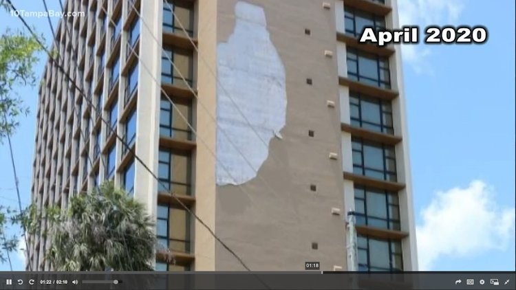 Stucco falls off concrete in Clearwater, Florida