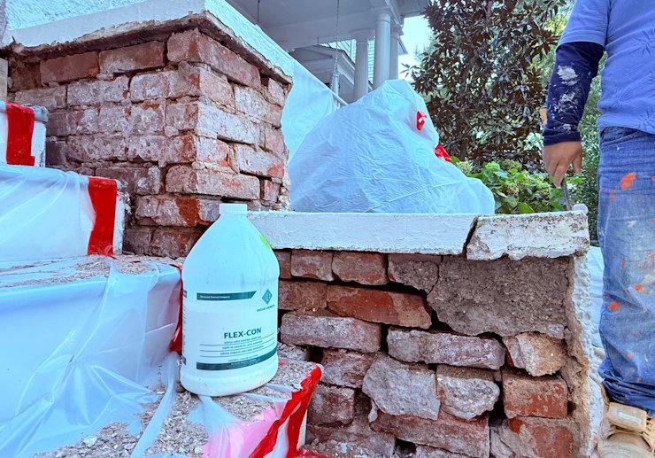 Historic masonry chimney repaired.