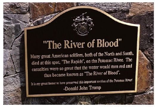 River of blood phoney civil war plaque.