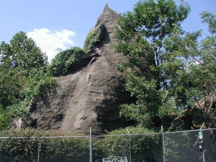 Mountains were made with re-bar, diamond mesh metal lath and sprayed on cement mortar