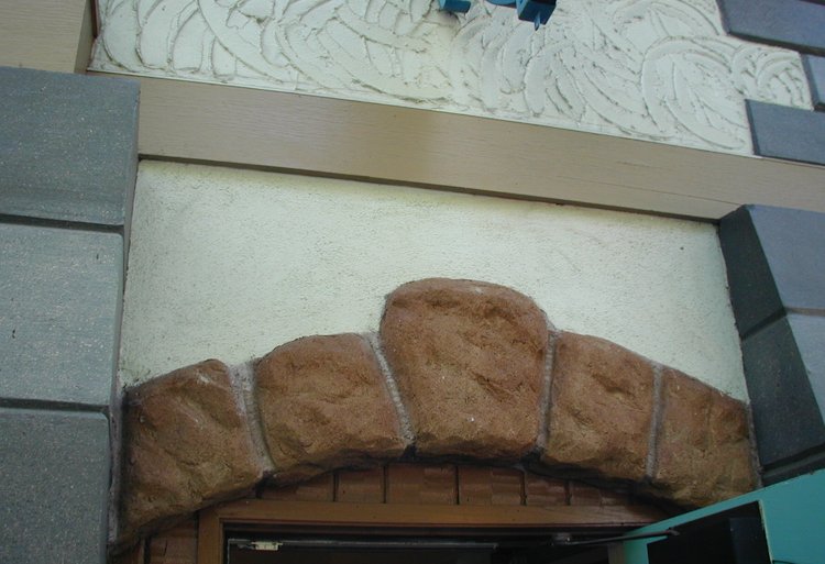 Stones on jack arch were hand done in place