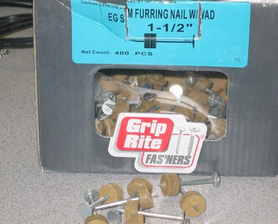 Furring nails for metal lath.